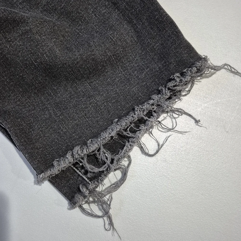 Joe's Jeans Womens 27 Washed Black High Rise Wide Leg Cropped Distressed Raw Hem